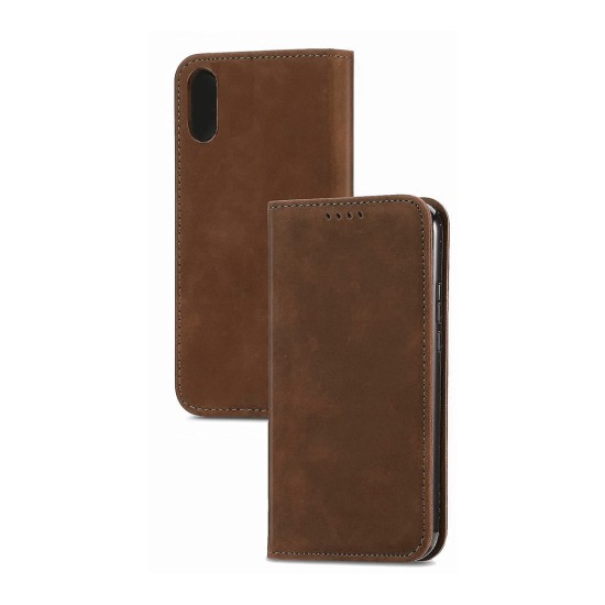 Capa Flip de Couro com Bolso Interno para Xiaomi Redmi 9a Marrom